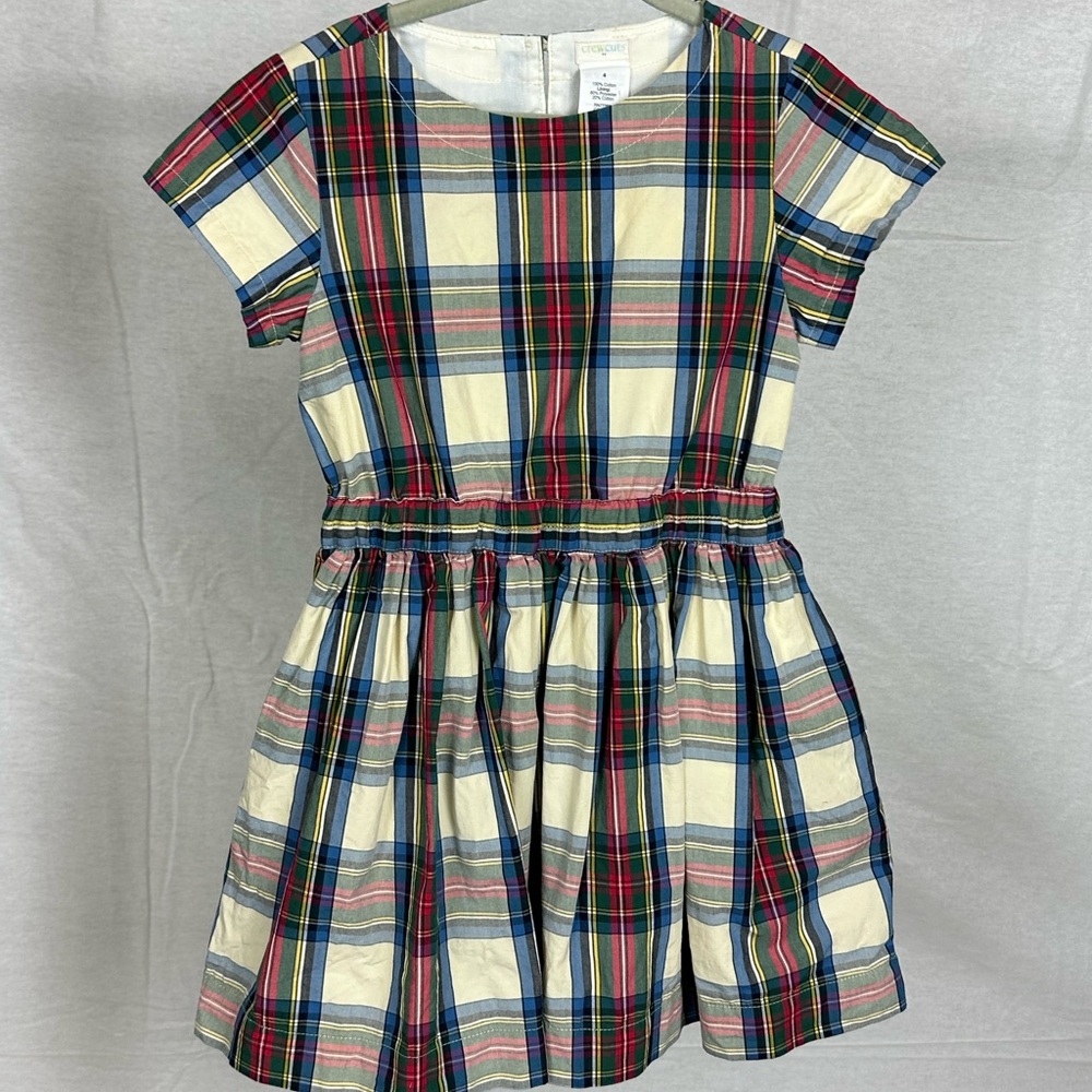 CrewCut Plaid Multicolor Kids Dress 4T EUC